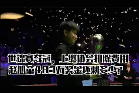 世锦赛夺冠，上缴协会扣除费用，赵心童483万奖金还剩多少？视频封面