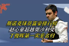 斯诺克球员富豪排行榜，赵心童超越奥沙利文，丁俊晖第一实至名归视频封面