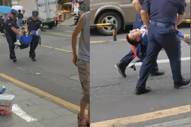 小男孩逃学不成被保安叔叔当场抓回，一路哭着被抬回学校视频封面