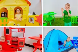 外国小女孩和妹妹一起玩海洋球游戏，认识颜色视频封面