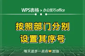 WPS表格中按照部门分别设置其序号
