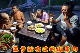 老乡家山羊被五步蛇咬死了，送点内脏用柴火爆炒，吓得伯娘不敢吃