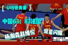 意料之中，U19世青赛，中国63：83法国，杨瀚森赵维伦双星闪耀视频封面