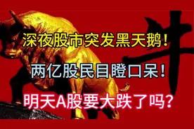 深夜股市突发黑天鹅！两亿股民目瞪口呆！明天A股要大跌了吗？