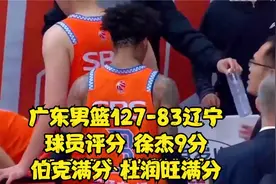 广东男篮127-83辽宁，球员评分：徐杰9分，伯克满分，杜润旺满分视频封面