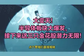 大变天!半导体板块大爆发,接下来这三只金花股潜力无限!有望破百