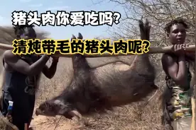 非洲部落吃野猪，带着毛一起煮的猪头，到底什么味？纪录片解说视频封面