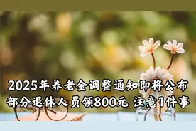 2025年养老金调整通知即将公开，部分退休人员领800元，注意1件事视频封面