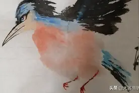 国画写意小蓝雀，姿态各异，看一遍就深深着迷了！图片