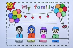 简单漂亮的家庭成员（my  family）手抄报英语版线稿教程来啦
