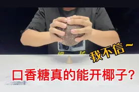 据说把口香糖做成圆锥形，就能轻松砸开椰子！这是真的吗？