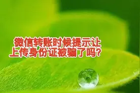 微信转账出现提示让上传身份证，我是被骗了吗，给陌生人转账注意视频封面