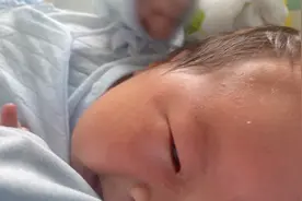 出生第六天的宝宝，饿了就着急到处找吃的，妈妈的衣服都不放过