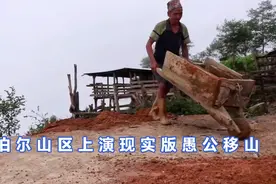 尼泊尔山区上演现实版愚公移山，兄弟家挖土填坑，用独轮车运土视频封面