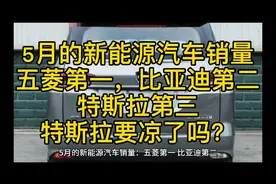 五月的新能源汽车销量：五菱第一，比亚迪第二，特斯拉第三！