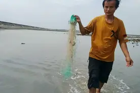 流浪到钦州市钦南区犀牛角镇滨海公路旁捉鱼，做个鱼汤泡面太好吃视频封面