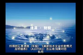 汇算清缴（年报） 高新技术企业优惠情况及明细表A107041极简说明视频封面