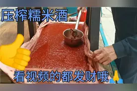 前年酿的糯米酒如今以剩酒糟，八毛一斤请人压榨还能榨出四十斤酒视频封面