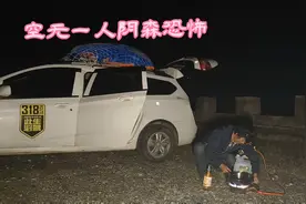 小伙厌倦城市生活，独自一人隐居在荒郊野外，一片漆黑有点恐怖视频封面