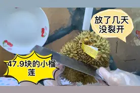 47.9买了一个2.6斤的榴莲，放了几天都没有裂开，砍开一看太惊讶视频封面