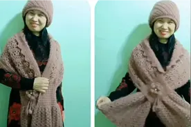 原创紫荆花交叉披肩。装饰花朵的钩法。