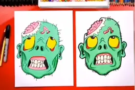 跟着步骤画可怕的僵尸，简单易学的绘画教程，简笔画