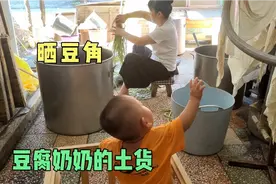 湖南最近连续大太阳，豆腐奶奶赶早买来豆角辣椒，母子配合晒土货视频封面