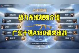CF手游：武器战力系统规则介绍，广东十强A180请求出战！