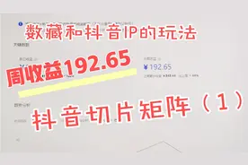 数字藏品和抖音IP切片的结合，实测单账号一周收益192.65！