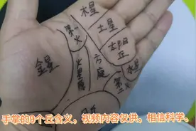 手掌9个丘的含义，视频内容仅供娱乐，相信科学。