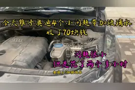 今天维修奥迪Q5四个小问题带加玻璃水，收了70大洋，问题小耗时长视频封面