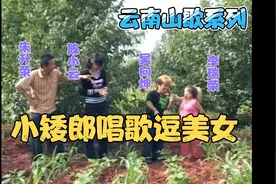 云南山歌：小矮郎出来跟小姑娘唱歌被老婆抓住了揪耳朵，搞笑！视频封面