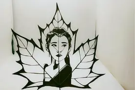 在树叶上雕刻人物画像，每一刀都要小心翼翼视频封面