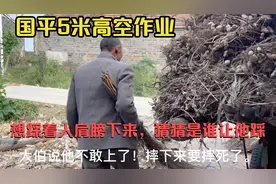 国平5米高空作业下不来了，想踩着人肩膀下来，大家猜是谁让他踩