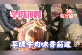 去冬季牧场宰冬肉，宰牛卸肉的全过程您看见过吗？肉鲜味香