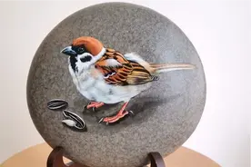 湖北小伙酷爱石头上画画，画幅炸毛的麻雀，栩栩如生活灵活现视频封面