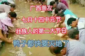 广西崇左七月十四中元节，壮族人第二大节日，鸭子被杀快灭绝了