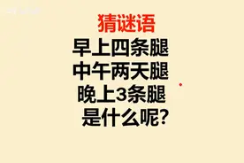 猜谜语：早上四条腿，中午两条腿，晚上三条腿，是什么呢？视频封面