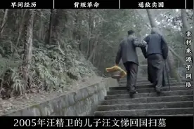 2005年汪文悌回国扫墓，看到汪精卫夫妇跪着的雕像，