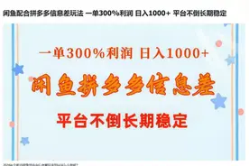 闲鱼配合拼多多信息差玩法一单300%利润日入1000+ 平台长期稳定视频封面