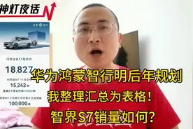 华为鸿蒙智行后续整体规划，我汇总为表格！智界S7销量如何？视频封面
