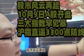 股市风云再起，10月9日A股开盘，三大指数罕见暴跌，沪指直逼3300
