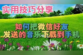 如何把微信好友发送的音乐下载到手机，实用教程简单易学一看就会视频封面
