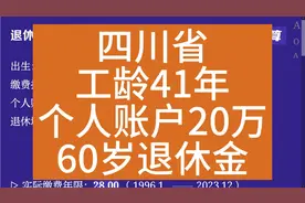 四川省，工龄41年，个人账户20.8万，60岁退休金计算视频封面