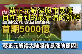 蔡正元解读股市暴涨原因，目前看到的最靠谱的解读！