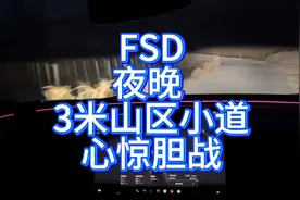 特斯拉fsd，智能驾驶3米山区小道 黑夜 纯视觉 0接管 全程高能视频封面