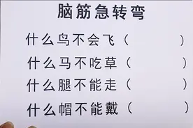 脑筋急转弯，什么鸟不会飞，什么马不吃草，什么腿不能走，来猜猜