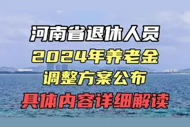 河南省退休人员，2024年养老金调整方案公布，具体内容详细解读视频封面
