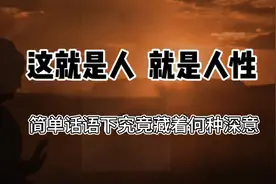 这就是人，就是人性，简单话语下究竟藏着何种深意？