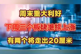 周末重大利好，下周三个板块继续上涨，有两个将走出20厘米！视频封面